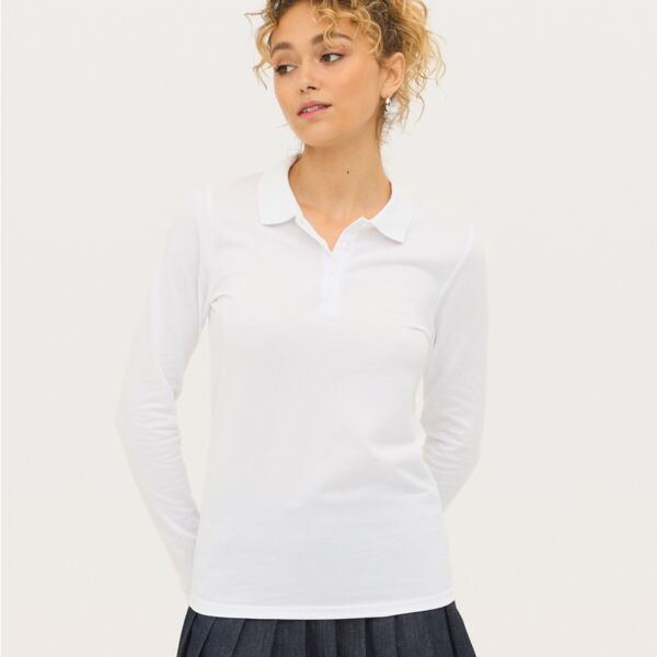 SOL'S Ladies Perfect Long Sleeve Piqué Polo Shirt Thumbnail